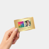 Your Custom Text Photo Company Logo Name Gold バッジ (Handheld)