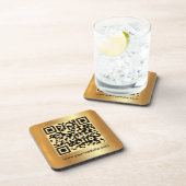 Your Custom Text QR Code Gold Square Template コースター (右側)