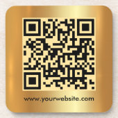 Your Custom Text QR Code Gold Square Template コースター (正面)