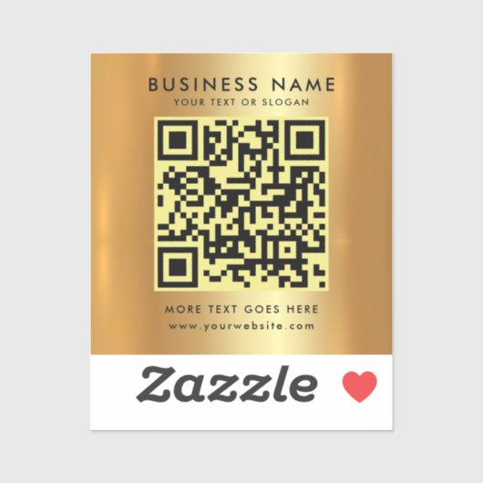 Your Custom Text QR Code Logo Template Faux Gold シール (シート)