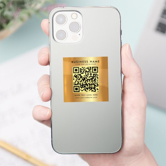 Your Custom Text QR Code Logo Template Faux Gold シール (スマートフォン)