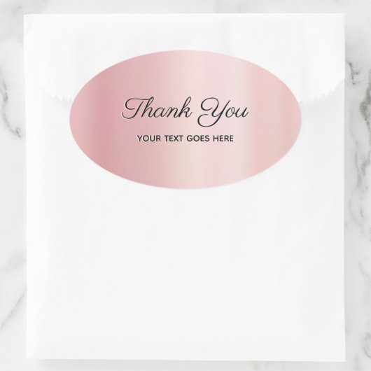 Your Custom Text Thank You Elegant Glam Rose Gold 楕円形シール (バッグ)