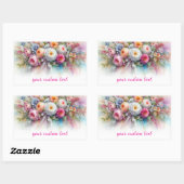 Your Custom Text Watercolor Flowers Art Painting 長方形シール (シート)