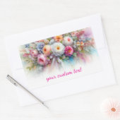 Your Custom Text Watercolor Flowers Art Painting 長方形シール (封筒)