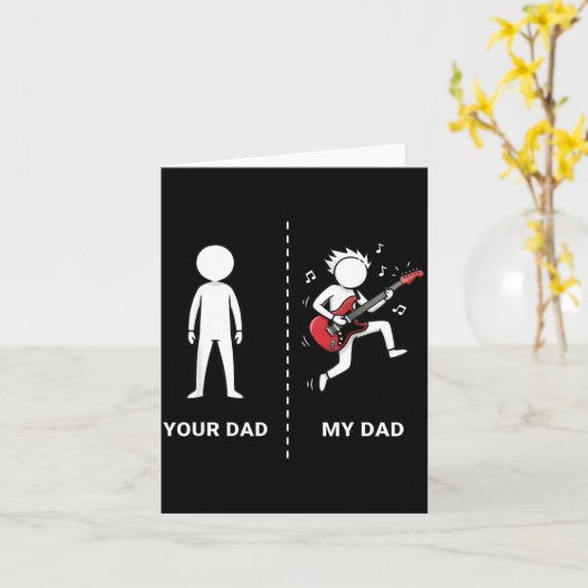 Your Dad My Dad Funny B Guitar Lover Musician Sarc カード (黄色い花)