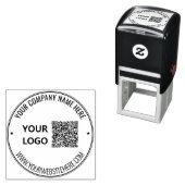 Your Design QR Code and Logo Round Stamp Template セルフインキングスタンプ (インサイチュ)