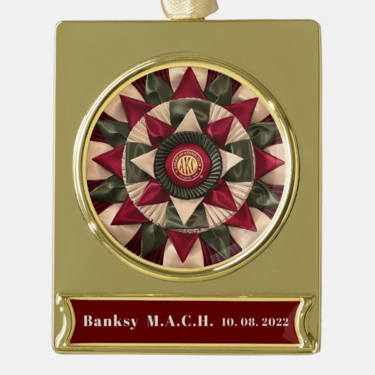 Your Dog Master Agility パーソナライズされた Ribbon ゴールドプレートバナーオーナメント (正面)