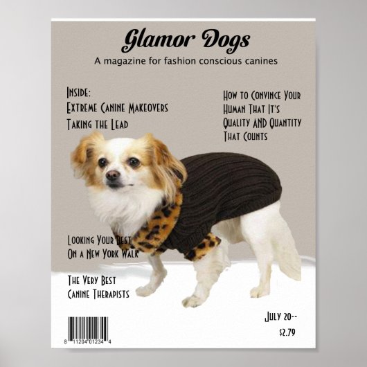 Your dog on a magazine cover "Glamor Dogs" ポスター (正面)