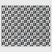 Your Dog Photo白黒市松模様にスタイリッシュ ラッピングペーパー (フラット)