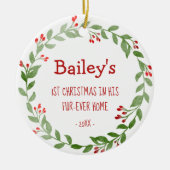 Your Dog Photo First Christmas in FurEver Home セラミックオーナメント (正面)