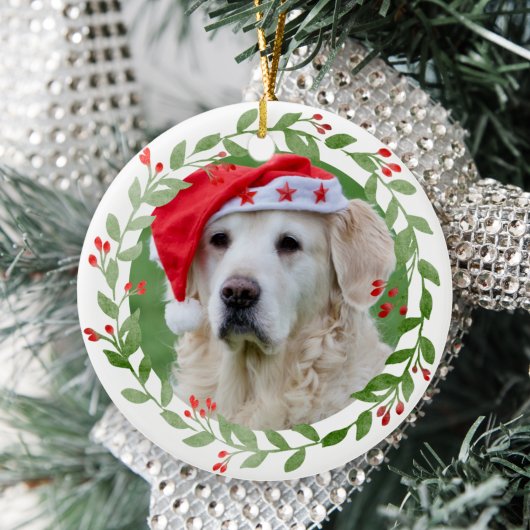 Your Dog Photo First Christmas in FurEver Home セラミックオーナメント