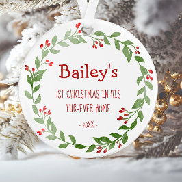 Your Dog Photo Waterカラーリース1stクリスマス オーナメント