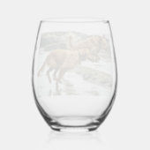 Your Dog Photo with Paw Prints ステムなしワイングラス (右)