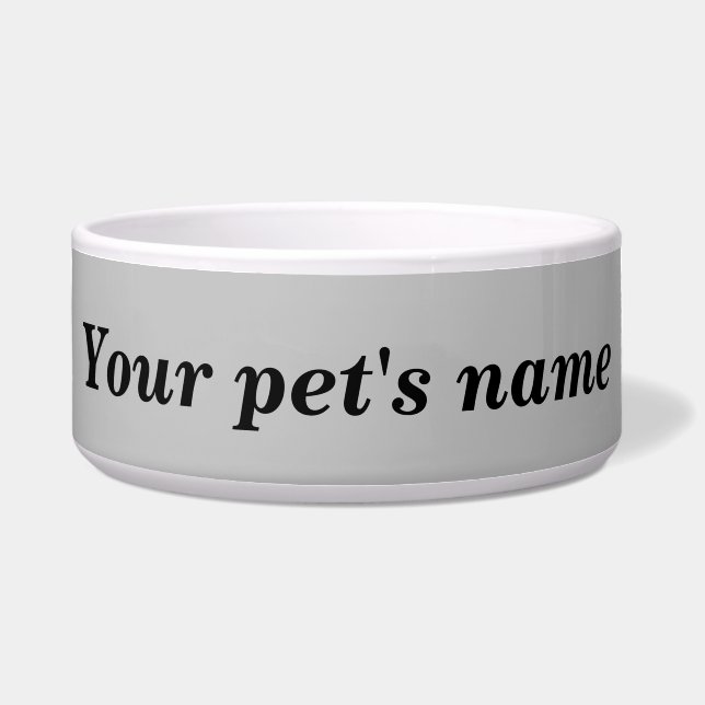 Your Dog’s Name With Gray Background on Pet Bowl ボウル (正面)