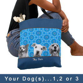 Your Dog(s) Photo for Dog Mom lovers Blue Pattern トートバッグ
