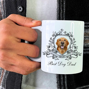 Your Dog's Photo in a a フローラ・クレスト ドッグ最高のパパ コーヒーマグカップ
