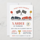 Your Engine Race Car Birthday Party Any Ageを開始 招待状 (正面)