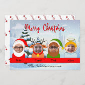 Your Family as Santa Reindeer小妖精や小人とエンジェル写真 シーズンカード (正面/裏面)