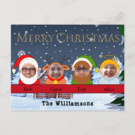 Your Family is Santa Reindeer小妖精や小人とエンジェル写真 ポストカード