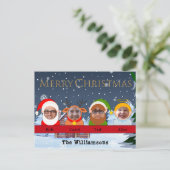 Your Family is Santa Reindeer小妖精や小人とエンジェル写真 ポストカード (スタンド正面)