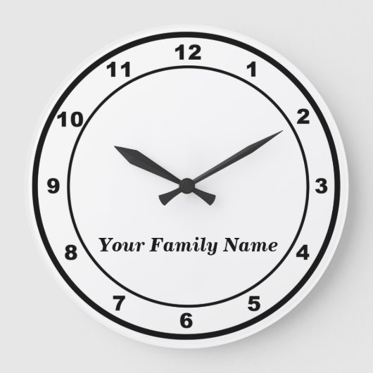 Your Family Name on White Round Wall Clock ラージ壁時計 (正面)