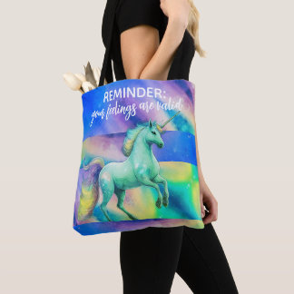 Your Feelings Are Valid Mermaid Tie Dye Unicorn トートバッグ