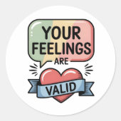 Your Feelings Are Valid – Pastel Support Sticker ラウンドシール (正面)
