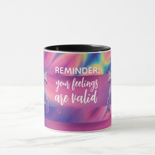 Your Feelings Are Valid Rainbow Tie Dye Unicorn マグカップ (中央)