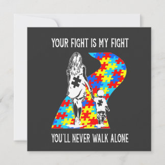 Your Fight Is My Fight Puzzle Ribbon Autism Mom Aw 招待状