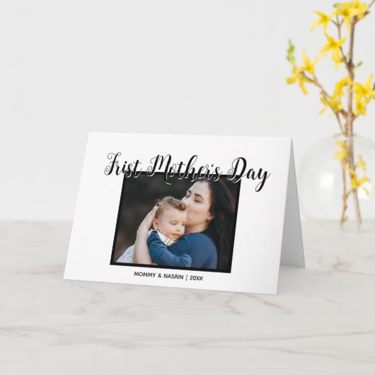 Your First Mother's Day personalised photo &Quote カード (黄色い花)