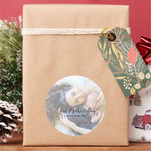 Your First Mother's Day personalised photo &Quote  ラウンドシール (クリスマス)