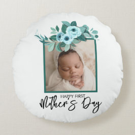 Your First Mother's Day Rose Greenery Photo ラウンドクッション