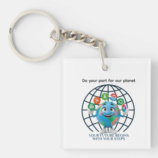 Your Future Your Steps Earth Day Sustainability キーホルダー (正面)