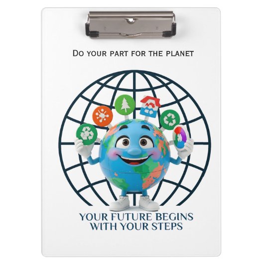 Your Future Your Steps Earth Day Sustainability クリップボード (正面)