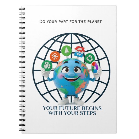 Your Future Your Steps Earth Day Sustainability ノートブック (正面)