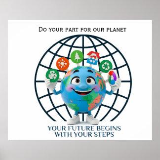 Your Future Your Steps Earth Day Sustainability ポスター