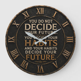 Your Habits Decide Your Future Gym Decor ラージ壁時計