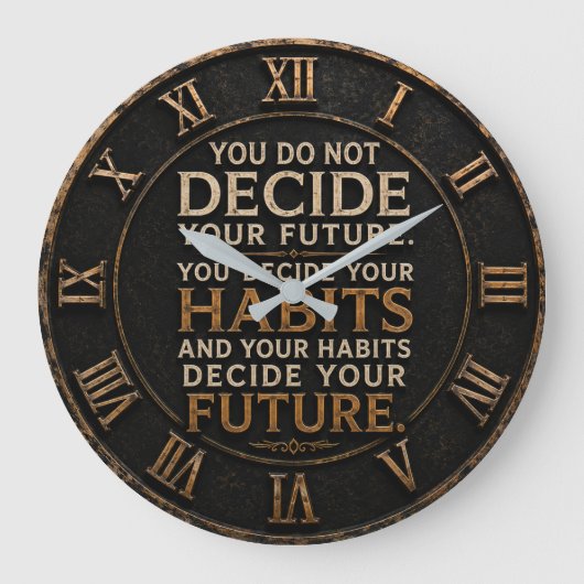 Your Habits Decide Your Future Gym Decor ラージ壁時計 (正面)