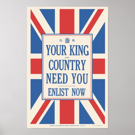 'Your King & Country Need You' ポスター (正面)