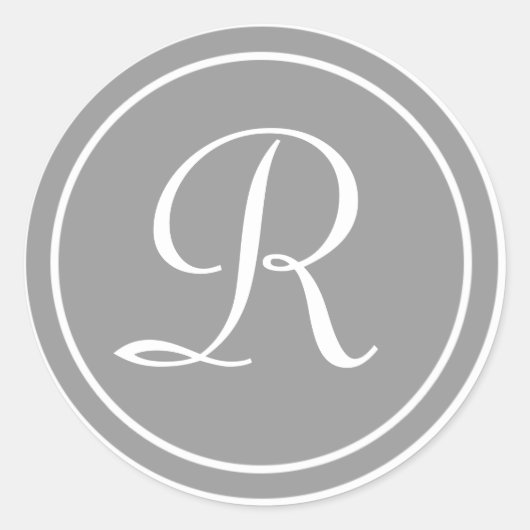 Your Letter, Monogram R,イニシャルグレー ラウンドシール (正面)