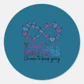 Your Life Choose To Keep On Going Suicide Preventi ラウンドシール (正面)
