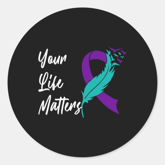 Your Life Matters Ribbon自殺認識度Menta ラウンドシール (正面)
