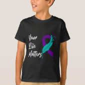 Your Life Matters Ribbon自殺認識度Menta Tシャツ (正面)