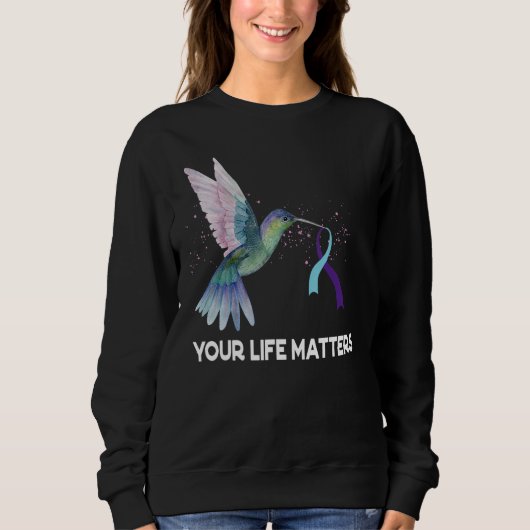 Your Life Matters Ribbon N Suicide Awareness Menta スウェットシャツ (正面)