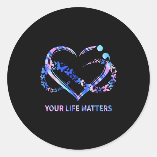 Your Life S Suicide Awareness Butterflies Heart ラウンドシール (正面)