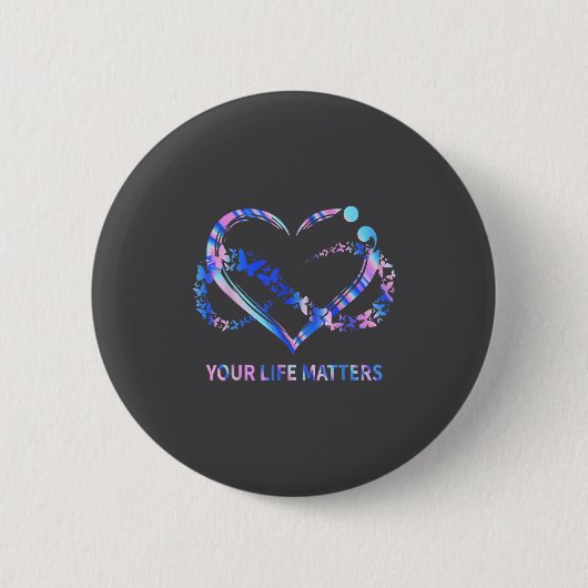 Your Life S Suicide Awareness Butterflies Heart  缶バッジ (正面)
