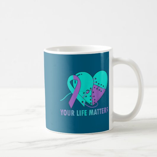 Your Life S Suicide Prevention Awareness Teal And  コーヒーマグカップ (右)