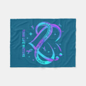Your Life S Suicide Prevention Teal Purple Heart R フリースブランケット (正面(横))