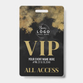 Your Logo ブラック ゴールド イベント VIP バッジ (正面)
