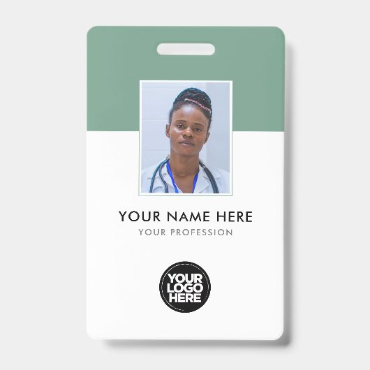 Your Logo 企業の Business Health Sage Green バッジ (表面)